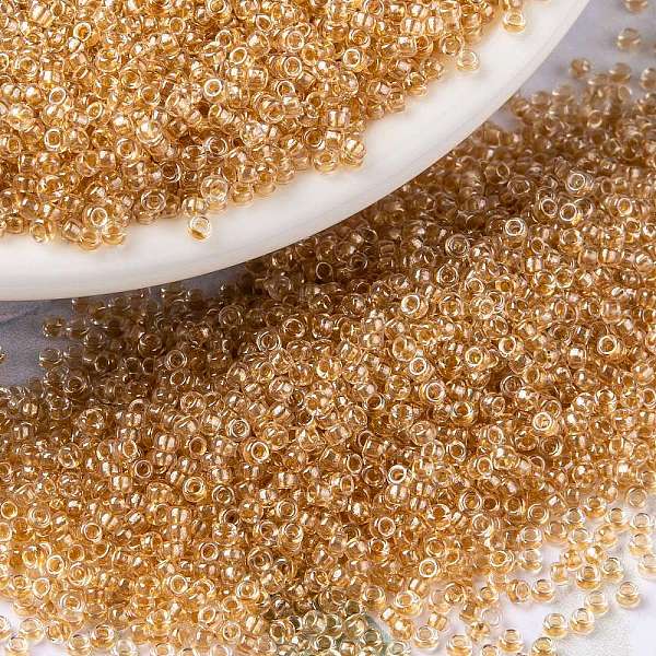 

PandaHall MIYUKI Round Rocailles Beads, Japanese Seed Beads, 15/0, (RR234) Sparkling Metallic Gold Lined Crystal, 15/0, 1.5mm, Hole: 0.7mm...