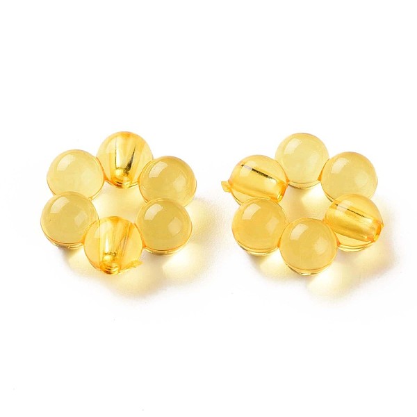 

PandaHall Transparent Acrylic Bead Frames, Flower, Goldenrod, 16.5x15.5x6mm, Hole: 2mm, about 674pcs/500g Acrylic Flower Gold