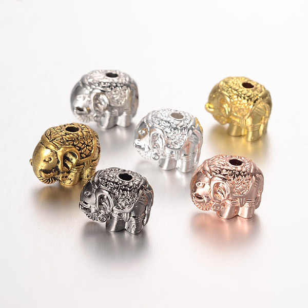 

PandaHall Elephant Alloy Beads, Mixed Color, 9.5x11.5x7.5mm, Hole: 2mm Alloy Elephant Multicolor