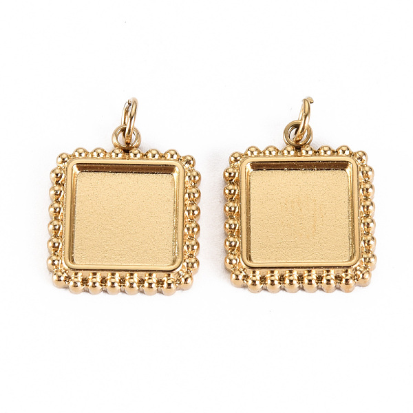 

PandaHall 304 Stainless Steel Pendant Cabochon Settings, with Jump Rings, Square, Real 14K Gold Plated, Tray: 8x8mm, 14.5x12x2mm, Jump Ring...