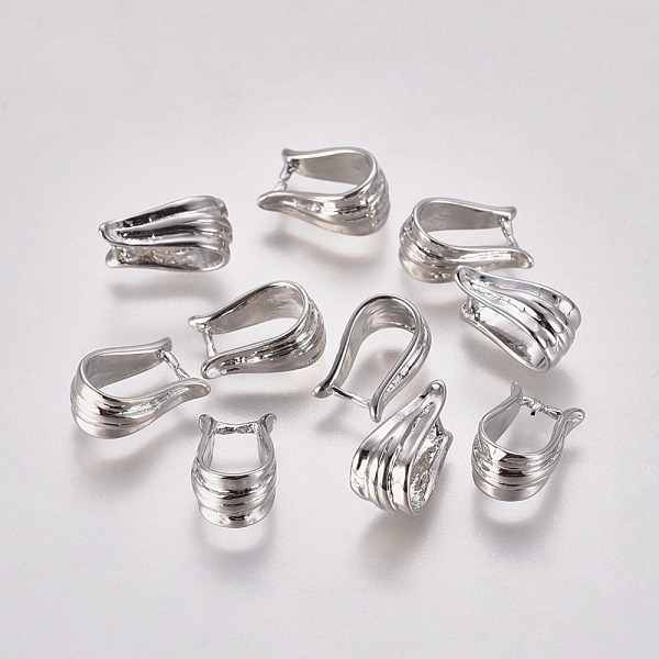 

PandaHall Brass Snap On Bails, Nickel Free, Platinum, 13x7mm Brass