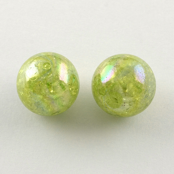 

PandaHall AB Color Transparent Crackle Round Acrylic Beads, Green Yellow, 20mm, Hole: 2.5mm, about 108pcs/500g Acrylic Round Green