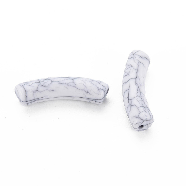 

PandaHall Opaque Crackle Acrylic Beads, Curved Tube, White, 32x10x8mm, Hole: 1.8mm, about 330pcs/500g Acrylic Tube White