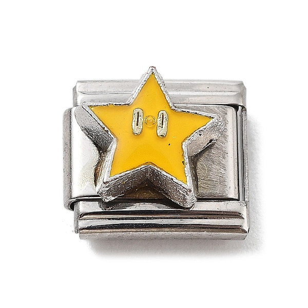 

PandaHall Star 304 Stainless Steel Enamel Connector Charms, DIY Handmade Module Bracelet Accessories, Stainless Steel Color, Gold...