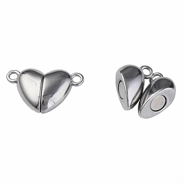 

PandaHall 304 Stainless Steel Magnetic Clasps, Heart, Stainless Steel Color, 11x17x5mm, Hole: 1.5mm 304 Stainless Steel Heart