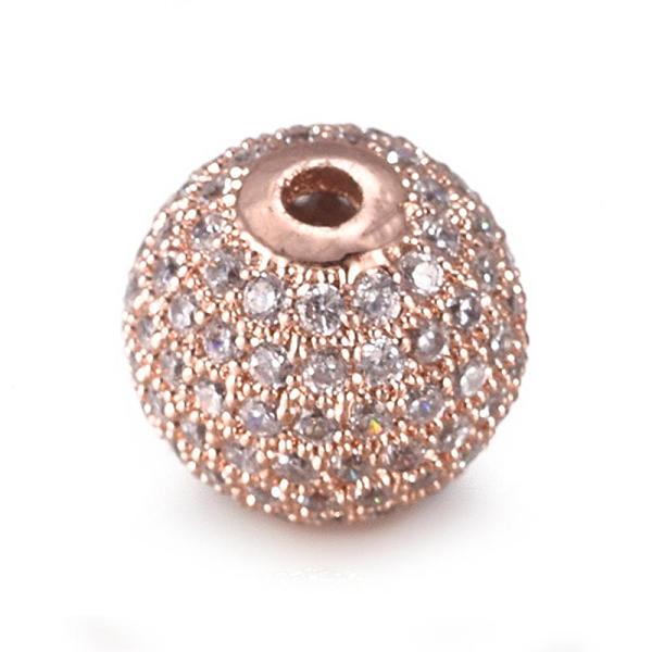 

PandaHall CZ Jewelry Brass Micro Pave Cubic Zirconia Round Beads, Clear, Rose Gold, 12mm, Hole: 2mm Brass+Cubic Zirconia Round Clear