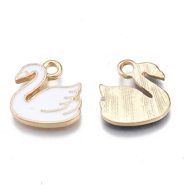 

PandaHall Alloy Enamel Charms, Cadmium Free & Nickel Free & Lead Free, Light Gold, Swan, White, 14x13x1.5mm, Hole: 2mm Alloy+Enamel Duck...