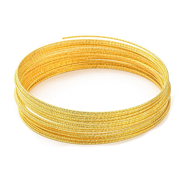 

PandaHall Iron Wire, Textured Round, for Bangle Making, Golden, 1.2mm, Inner Diameter: 98mm Iron Textured Round