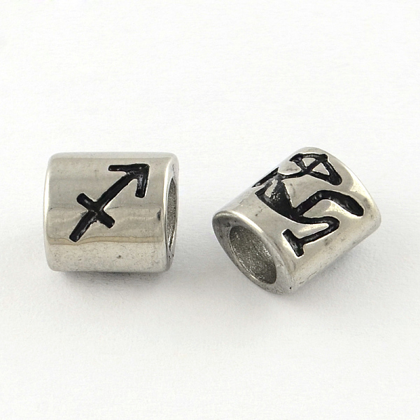 

PandaHall Smooth Surface 304 Stainless Steel European Bead, Large Hole Beads, Oval Constellation/Zodiac Sign Style, Sagittarius, 9x8.5x6.5mm...
