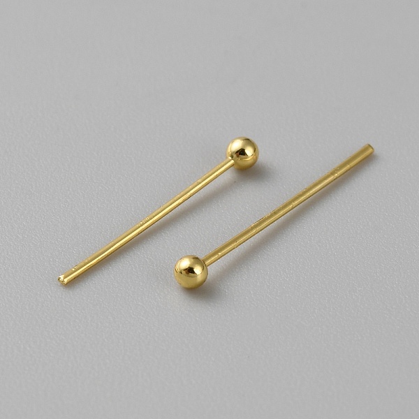 

PandaHall 100Pcs Brass Ball Head Pins, for Jewelry Making, Real 18K Gold Plated, 22 Gauge, 16x0.6x0.6mm, Head: 1.8mm Brass