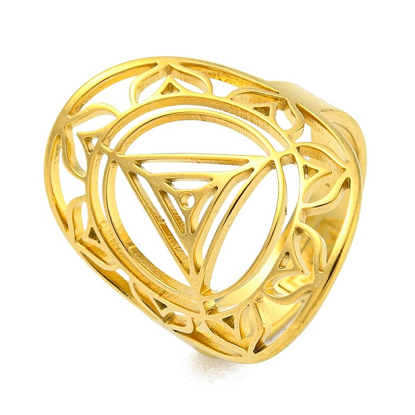 

PandaHall Ring with Lotus 304 Stainless Steel Adjustable Rings, Hollow Out Finger Ring for Men Women, Golden, Inner Diameter: 18mm 304...