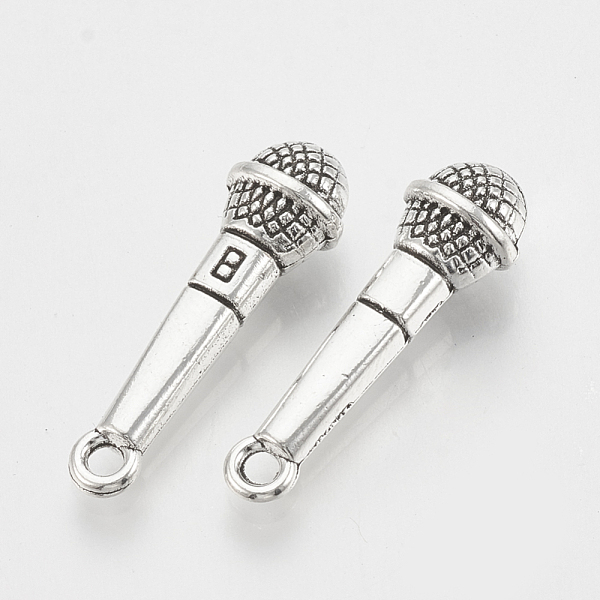 

PandaHall Tibetan Style Alloy Pendants, Cadmium Free & Lead Free,, Microphone, Antique Silver, 25x8x6.5mm, Hole: 2mm, about 470pcs/1000g...