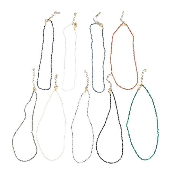

PandaHall Faceted Rondelle Glass Beaded Necklaces, with Golden Plated Brass Spring Ring Clasps, Mixed Color, 14.37 inch(36.5cm) Glass..., Multicolor