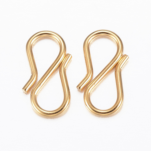 

PandaHall 304 Stainless Steel S-Hook Clasps, Golden, 13x7x1mm, Hole: 6x4mm 304 Stainless Steel