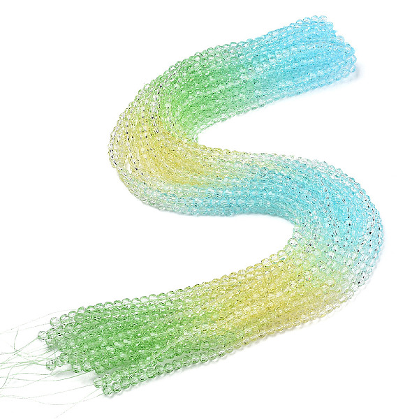 

PandaHall Transparent Glass Beads Strands, Segmented Multi-color Beads, Faceted(32 Facets), Round, Champagne Yellow, 4~4.5mm, Hole: 1mm...