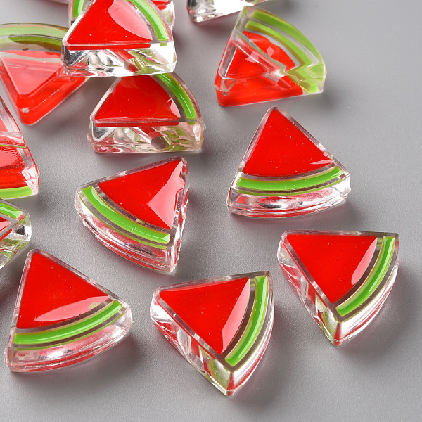 

PandaHall Transparent Enamel Acrylic Beads, Watermelon, Red, 23.5x25.5x9mm, Hole: 3.5mm Acrylic Fruit Red