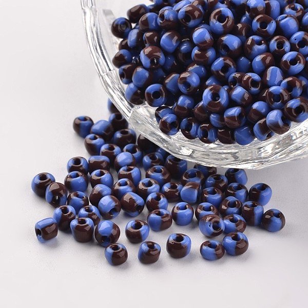 

PandaHall 6/0 Opaque Colours Seep Glass Beads, Round Seed Beads, Cornflower Blue, 3.5~4x2.5~3mm, Hole: 0.5mm, about 5500pcs/450g Glass Blue