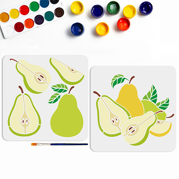 

PandaHall MAYJOYDIY US 1 Set PET Hollow Out Drawing Painting Stencils, for DIY Scrapbook, Photo Album, with 1Pc Art Paint Brushes, Pear...