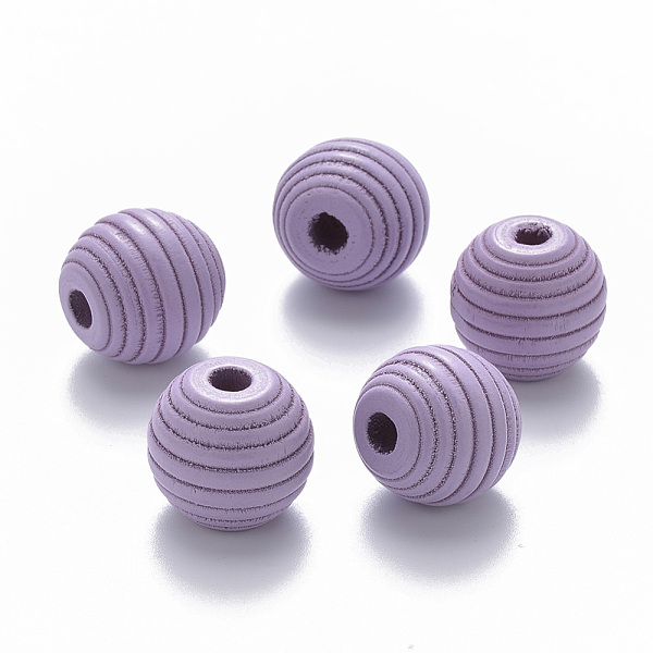 

PandaHall Painted Natural Wood Beehive European Beads, Large Hole Beads, Round, Lilac, 18x17mm, Hole: 4.5mm Wood Round Purple