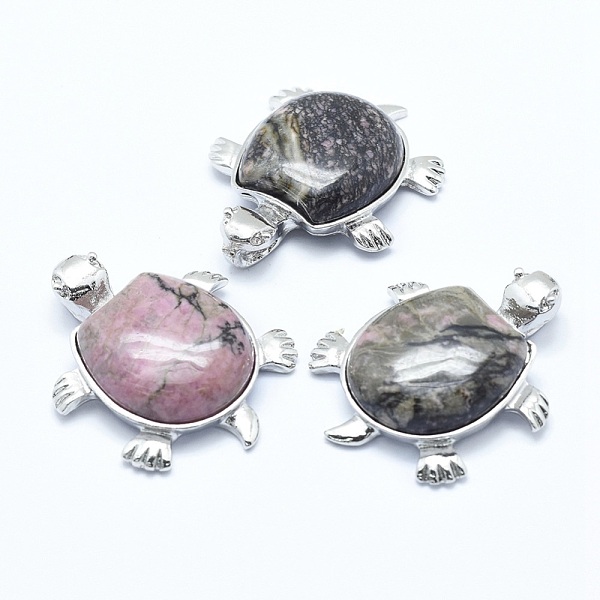 

PandaHall Natural Rhodonite Pendant, with Alloy Findings, Tortoise, Platinum, 38x30.5x8.2mm, Hole: 3x4.5mm Rhodonite Tortoise