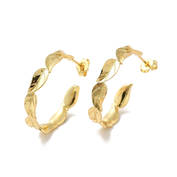 

PandaHall Rack Plating Brass Leaf Wrap Stud Earrings, Half Hoop Earrings for Women, Cadmium Free & Lead Free, Real 18K Gold Plated, 27x5mm...