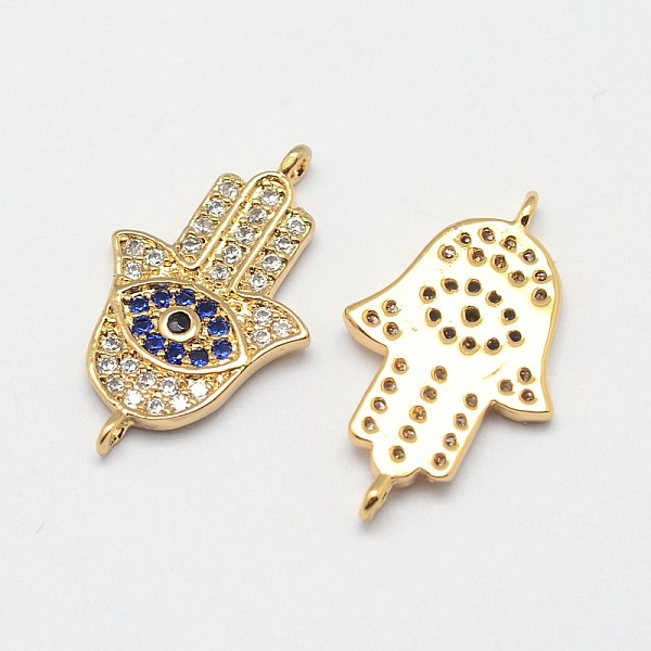 

PandaHall Palm Brass Micro Pave Grade AAA Cubic Zirconia Links, Cadmium Free & Nickel Free & Lead Free, Real 18K Gold Plated, 18x11x1.5mm...