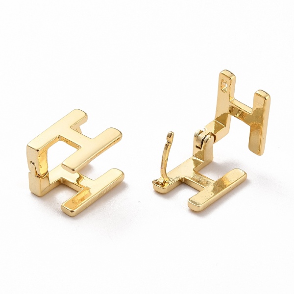 

PandaHall Initial Hoop Earrings for Women, Golden Letter Brass Earrings, Letter.H, 12x9.5x9.5mm, Pin: 0.8mm Brass Letter H