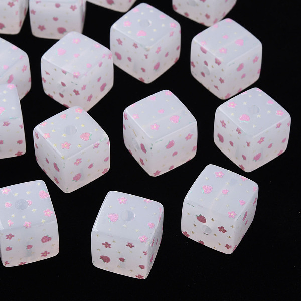 

PandaHall Printed Acrylic Beads, Square with Flower Pattern, Flamingo, 16x16x16mm, Hole: 3mm Acrylic Flower Pink