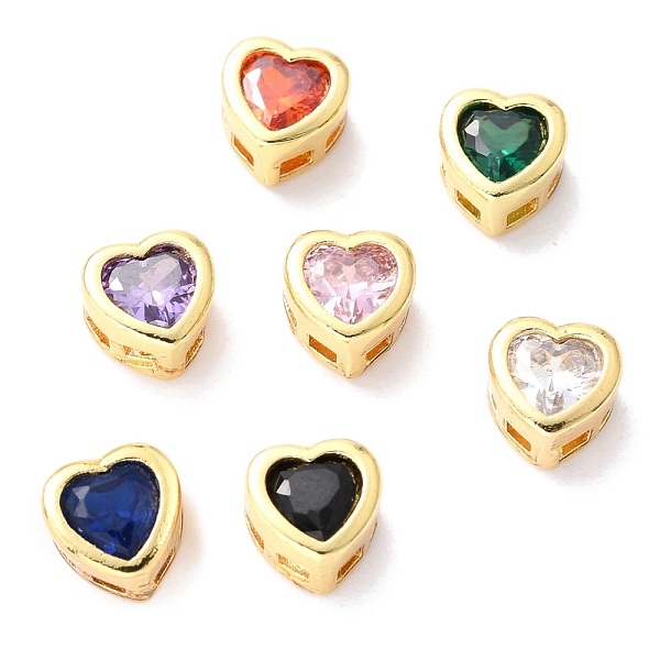 Brass Inlaid Cubic Zirconia Slide Charms