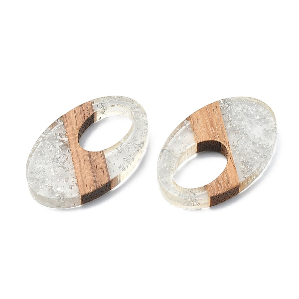 

PandaHall 20Pcs 10 Styles Transparent Resin & Walnut Wood Big Pendants, Geometric Charms, with Silver Foil, Teardrop & Hexagon & Donut..., Clear