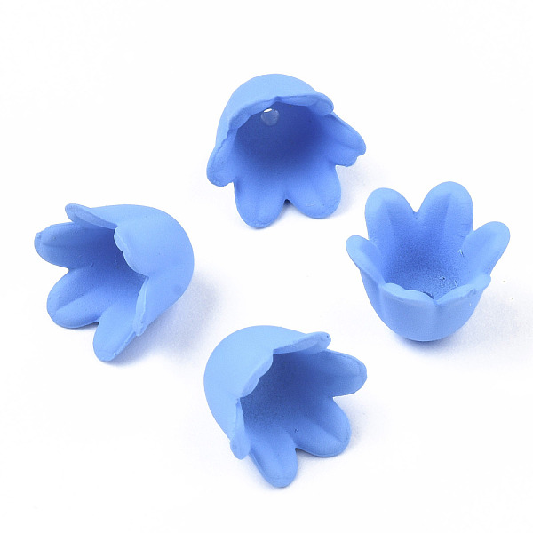 

PandaHall Rubberized Style Opaque Acrylic Bead Caps, 6-Petal, Flower, Cornflower Blue, 11.5x10.5x8.7mm, Hole: 1.3mm Acrylic