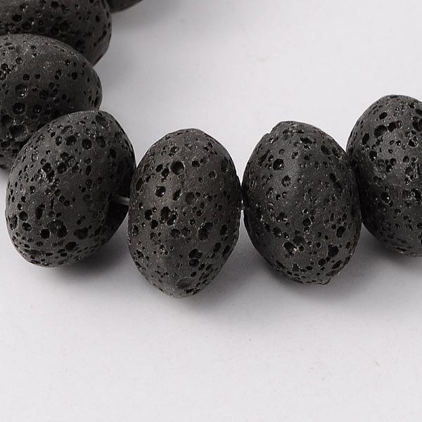 

PandaHall Synthetic Lava Rock Bead Strands, Dyed, Rondelle, Black, 15~16x9~11mm, Hole: 2mm, about 37pcs/strand, 15.3 inch Lava Rock Rondelle...