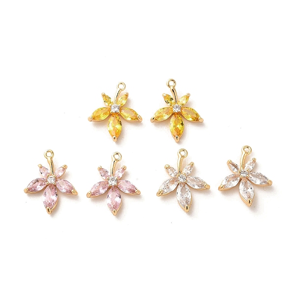 

PandaHall Glass Pendants, with Brass Findings, Flower Charm, Real 18K Gold Plated, 16x13.5x3mm, Hole: 1mm Brass+Glass Flower Multicolor