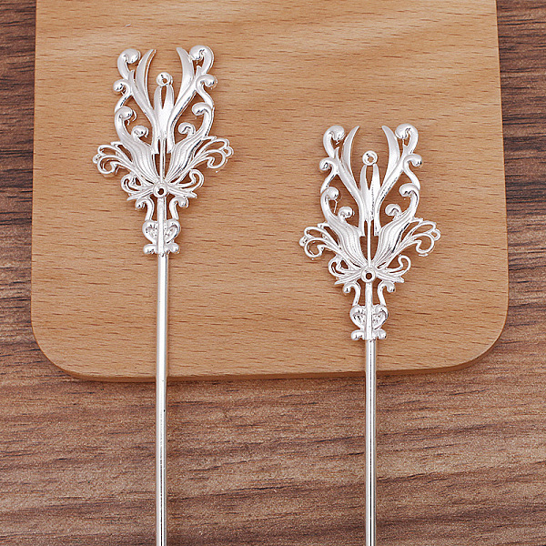 

PandaHall Alloy Flower Hair Sticks, with Iron Stick and Loop, Long-Lasting Plated Hair Accessories for Women, Platinum, 30mm, Flower...