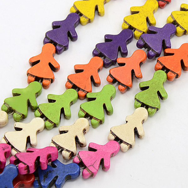 

PandaHall Natural Magnesite Beads Strands, Dyed, Girl, Mixed Color, 23x16x5mm, Hole: 1mm, about 18pcs/strand, 15.35 inch Magnesite Human..., Multicolor