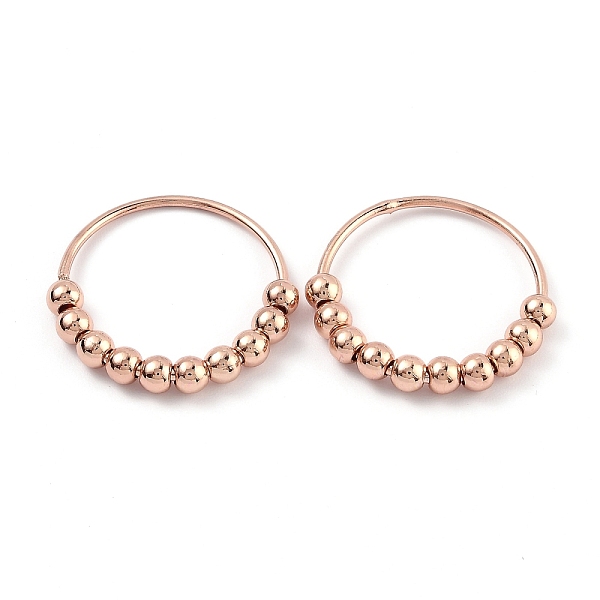 

PandaHall Brass Finger Ring, with Round Beads, Rose Gold, US Size 6, Inner Diameter: 17mm Brass