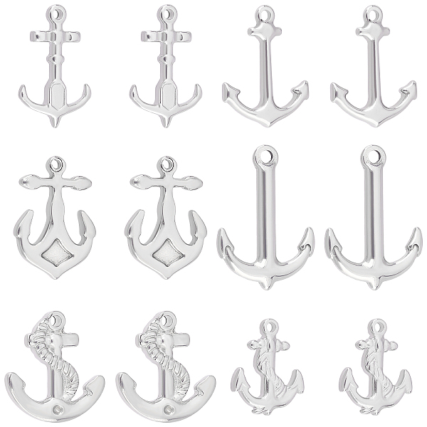 

PandaHall Unicraftale 12Pcs 6 Style Stainless Steel Pendants, Anchor, Stainless Steel Color, 19~27x14.5~19x2.5~4mm, Hole: 1.6~2.5mm...