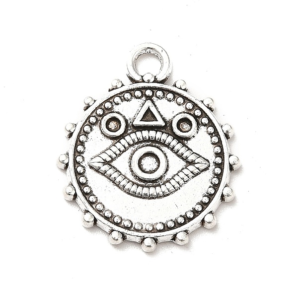 

PandaHall Tibetan Style Alloy Pendant Rhinestone Settings, Round with Eyes, Antique Silver, Fit For 1.7mm Rhinestone, 21x18x1.5mm, Hole...
