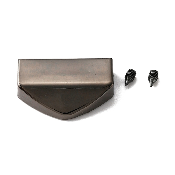 

PandaHall Alloy Bag Decorative Edge Buckles, Belt End Tip Hardwares, with Iron Screws, Gunmetal, 1.8x2.65x0.6cm, Hole: 2.5mm Alloy