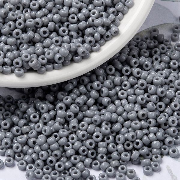 

PandaHall MIYUKI Round Rocailles Beads, Japanese Seed Beads, (RR498) Opaque Cement Gray, 8/0, 3mm, Hole: 1mm, about 2111~2277pcs/50g Glass...