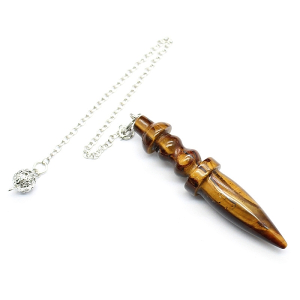 

PandaHall Natural Tiger Eye Dowsing Pendulum Big Pendants, Cone Charm, Reiki Wicca Witchcraft Balancing Pointed Pendant Pendulum, 885mm...