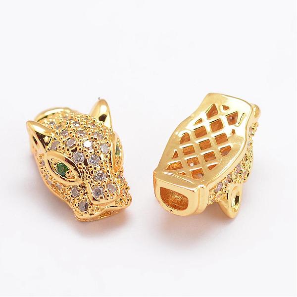 Brass Micro Pave Cubic Zirconia Beads