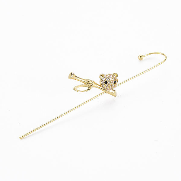 

PandaHall Panda with Bamboo Stud Earring, Brass Micro Pave Cubic Zirconia Ear Wrap Crawler Hook Earrings, Earcuffs for Her, Nickel Free..., Clear