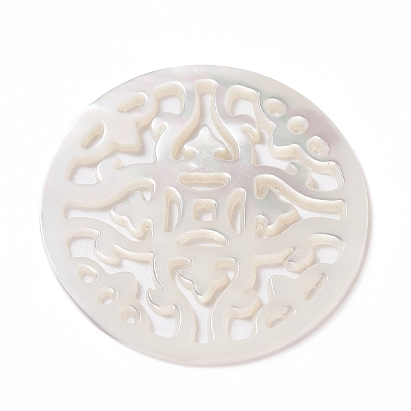 

PandaHall Natural Trochus Shell Pendants, Flat Round, White, 28.6~29mm, Hole: 1.5mm Akoya Shell Flat Round White