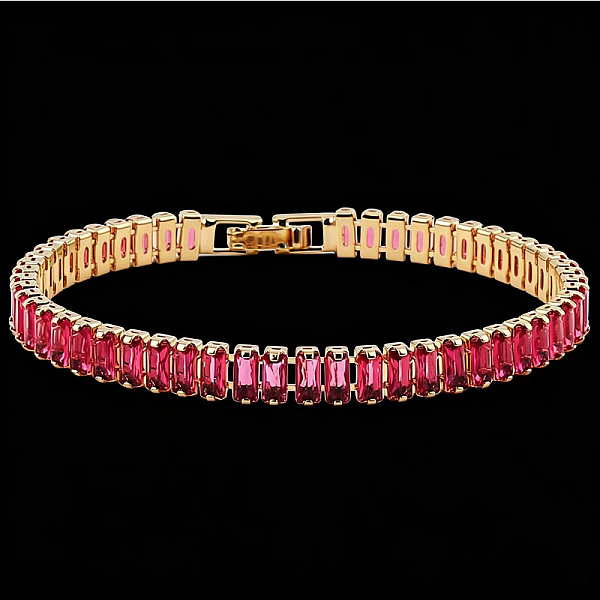 Bracelets de tennis rectangulaires en laiton pavé de zirconiums cubiques pour femmes