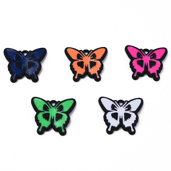 

PandaHall Spray Painted Alloy Enamel Pendants, Cadmium Free & Lead Free, Butterfly, Mixed Color, 18x20x2mm, Hole: 1.6mm Alloy+Enamel..., Multicolor