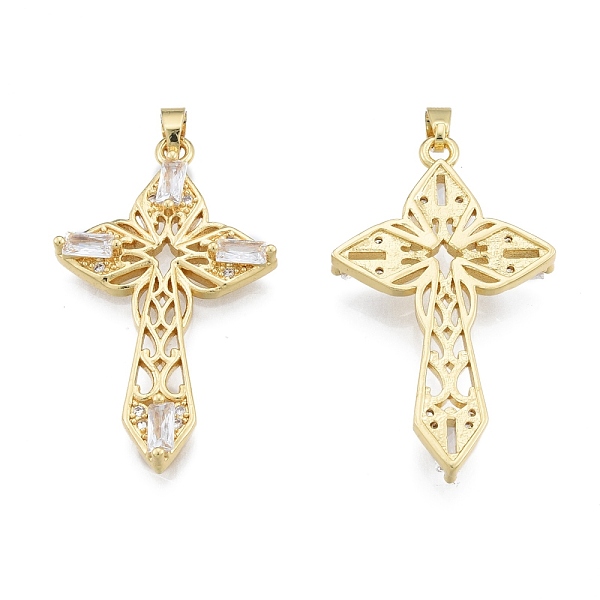

PandaHall Brass Micro Pave Cubic Zirconia Pendants, Real 18K Gold Plated, Cross, Clear, 38x22x3.5mm, Hole: 2x3.5mm Brass+Cubic Zirconia...