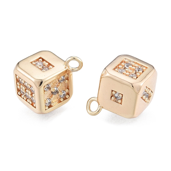 

PandaHall Brass Micro Pave Clear Cubic Zirconia Charms, Cadmium Free & Nickel Free & Lead Free, Dice, Real 18K Gold Plated, 15x12x12mm, Hole...