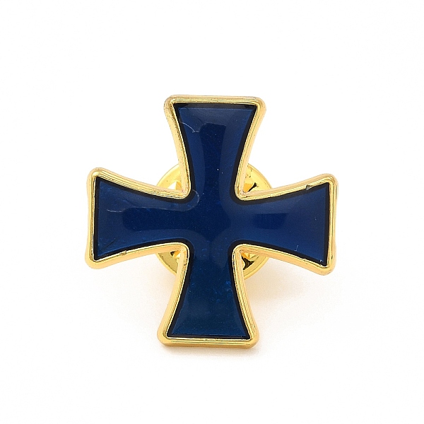 

PandaHall Cross Enamel Pin, Golden Alloy Badge for Backpack Clothes, Marine Blue, 21x21x1.5mm Alloy+Enamel