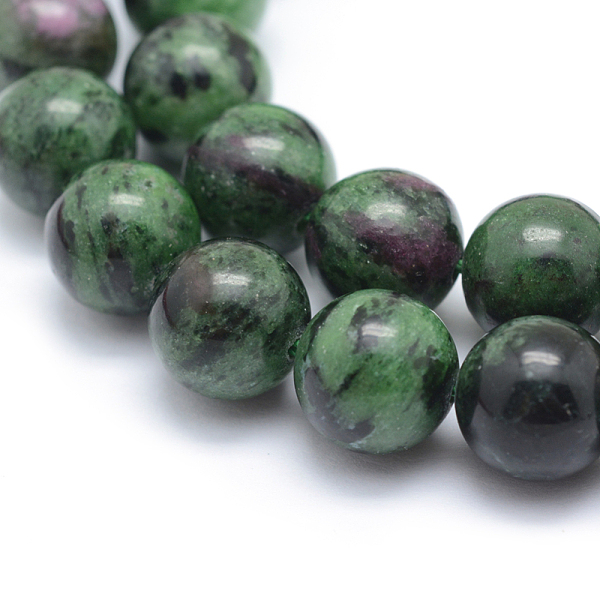 PandaHall Natural Ruby in Zoisite Round Beads Strands, 10mm, Hole: 1.5mm, about 42pcs/strand, 16.53 inch(42cm) Ruby in Zoisite Round